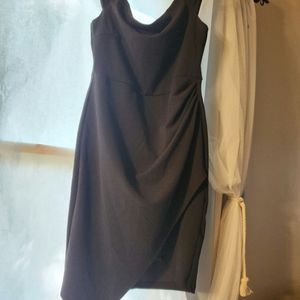 Square Neck Black Midi Dress